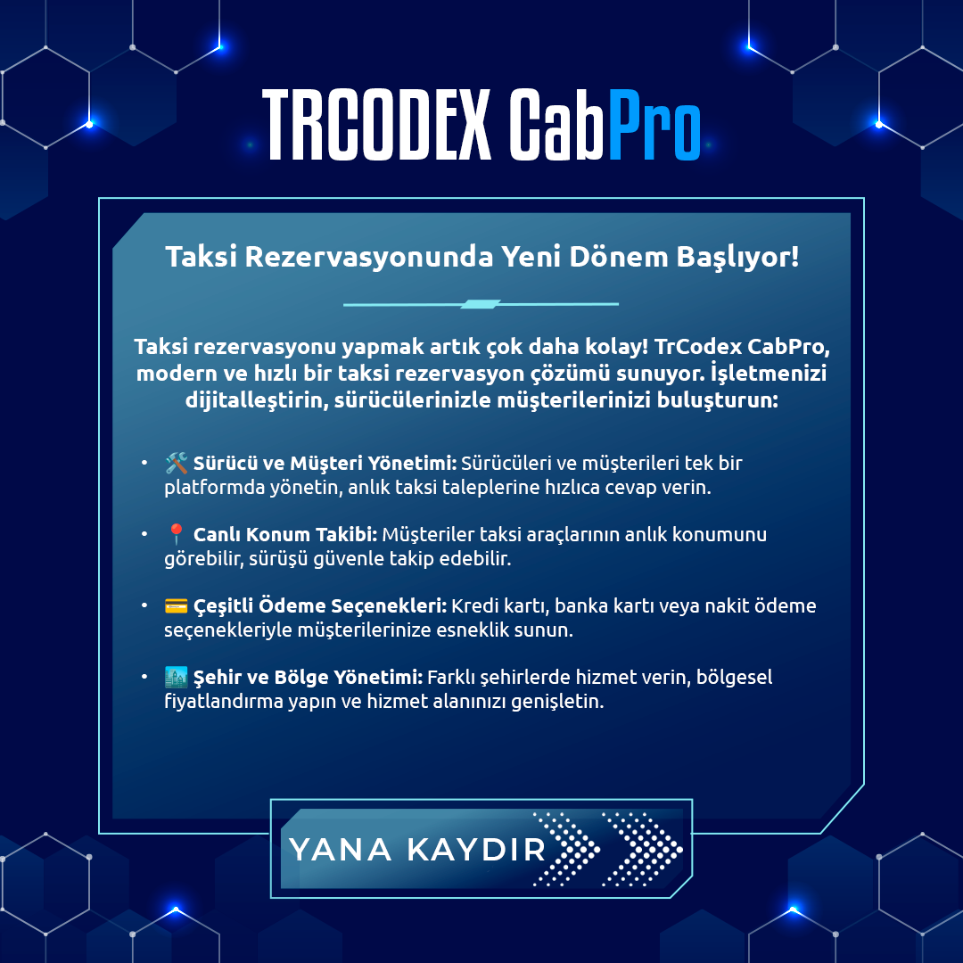 CabPro - Taksi Yönetim Kontrolü Yazılım Sistemi - Görsel 2